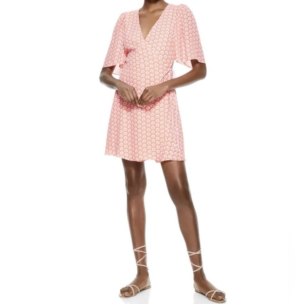 Alice + Olivia Sandra Floral Wrap Mini Dress